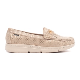 Goodin Mocassins Beige OpenWork com um elemento de ouro bege