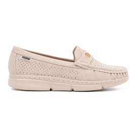 Goodin Light -Beige Openwork Supotos com um elemento de ouro bege