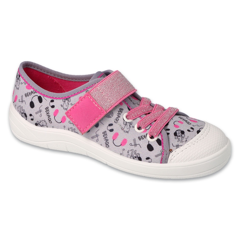 Chinelos infantis Befado com velcro 351Y024, aplicações cinza Chinelos infantis Befado com velcro 351Y024, aplicações cinza