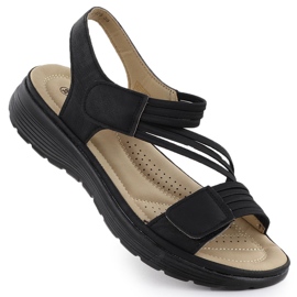 Sandálias femininas na plataforma Black Unisoft 8875 preto