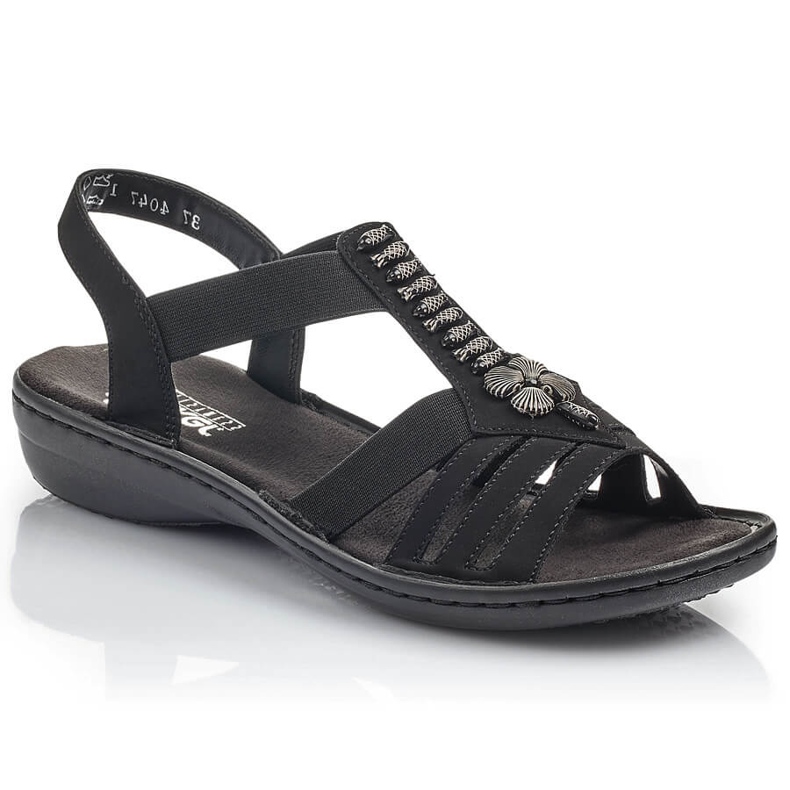 Sandálias femininas Roman Rieker 60806-00 preto