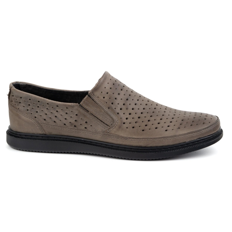 Polbut Sapatos de couro de abertura masculina 2107L cinza