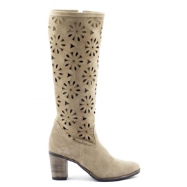 Olivier Botas de salto alto bege com bordados Olivier Botas de salto alto bege com bordados