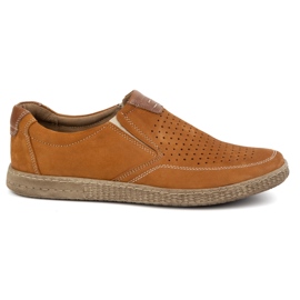 KOMODO Sapatos de couro masculino Casual Openwork 854/2 vermelho castanho