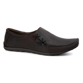 Olivier Sapatos masculinos Mocassins de couro inseridos 306kz Brown marrom