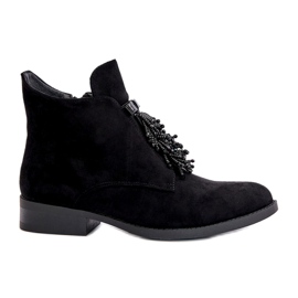 S.Barski Botas femininas isoladas com um zíper ornamento S. Barski Hy42-715 Black preto