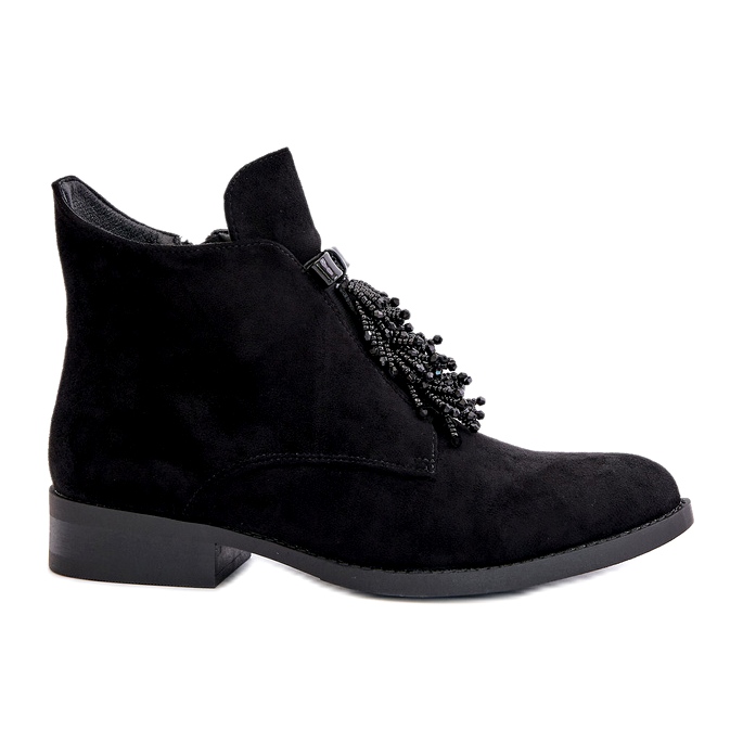 S.Barski Botas femininas isoladas com um zíper ornamento S. Barski Hy42-715 Black preto