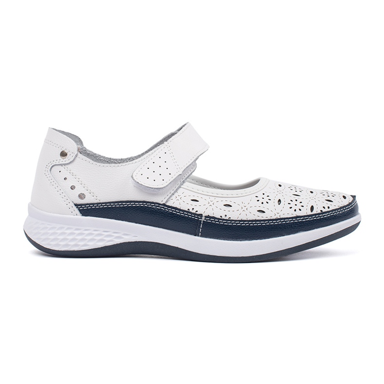 Goodin Sandálias de couro azul branco e azul marinho caídas