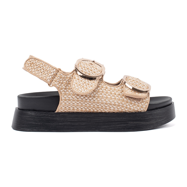 Goodin Sandálias em uma plataforma em um bege e branco xadrez