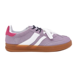Tênis femininos baixos com laço roxo duplo tolet