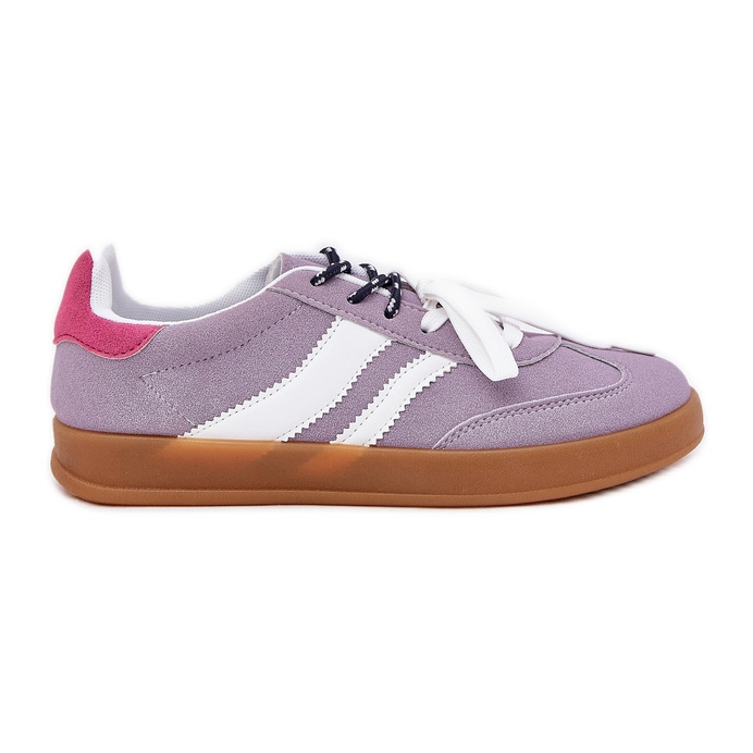 Tênis femininos baixos com laço roxo duplo tolet