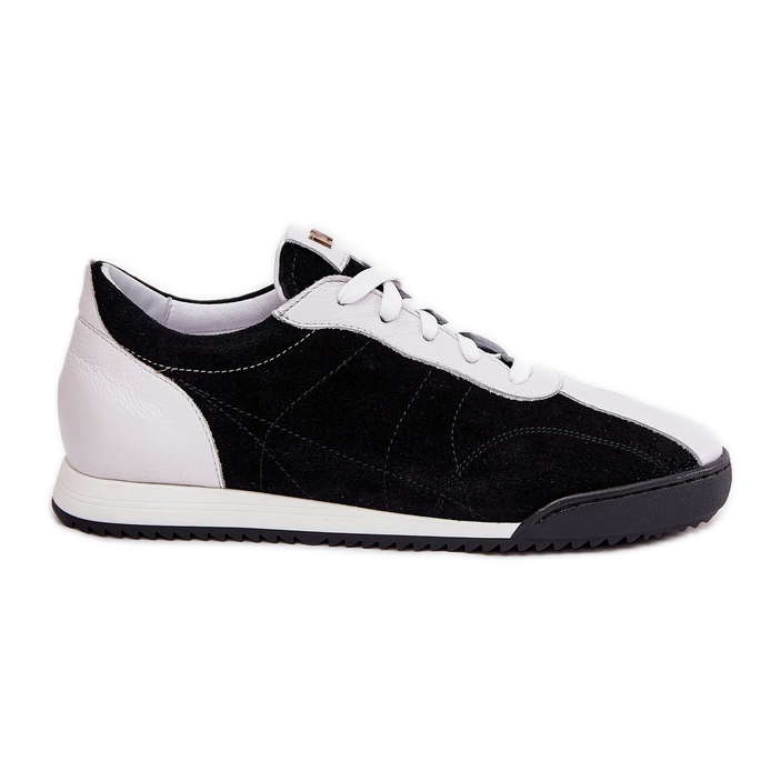 Laura Messi 2935 Sapatos esportivos de couro feminino preto