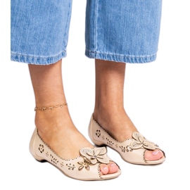 Ballerinas Beige OpenWork com um dedo do pé aberto bege Ballerinas Beige OpenWork com um dedo do pé aberto bege