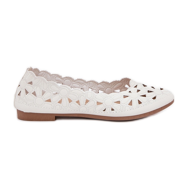 Ballerinas infantis do OpenWork com brilho branco