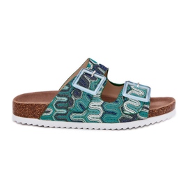 Flips femininos com fivelas e glitter s.barski rb51-006 verde