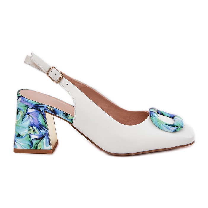 S.Barski Sandálias de couro feminino no post branco D&amp;A CR51-002