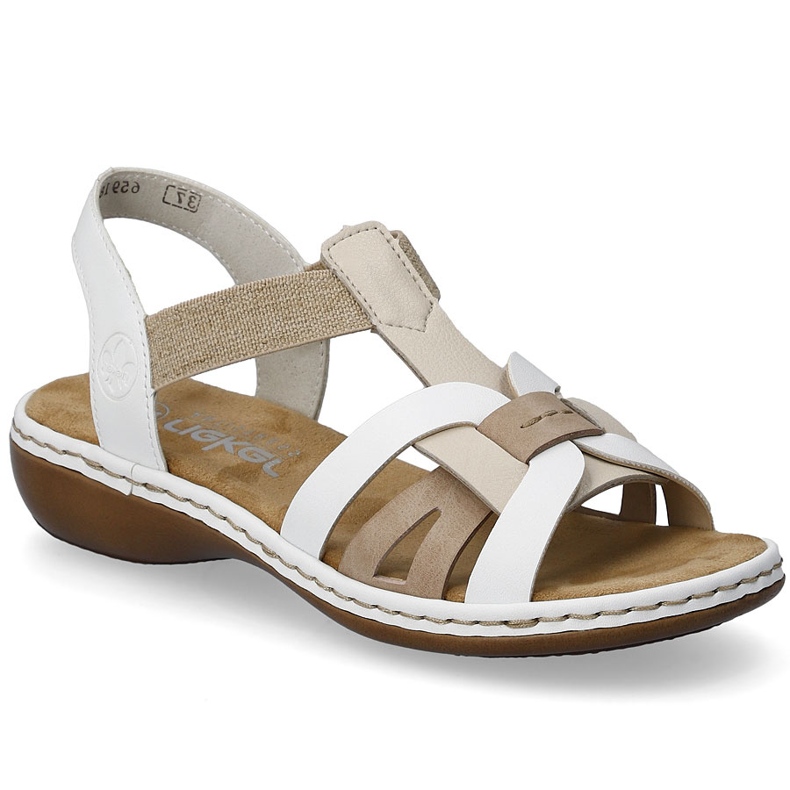 Sandálias femininas de conforto inseridas em borrachas brancas Rieker 65918-81 branco