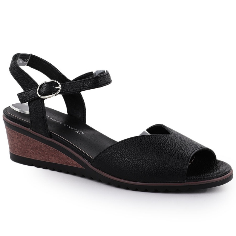 Sandálias femininas nas cunhas Black Potocki 12624 preto