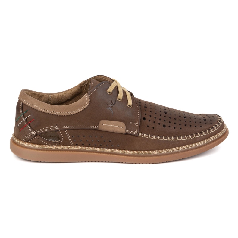 Olivier Sapatos de verão de couro masculino 206L com perfuração marrom castanho