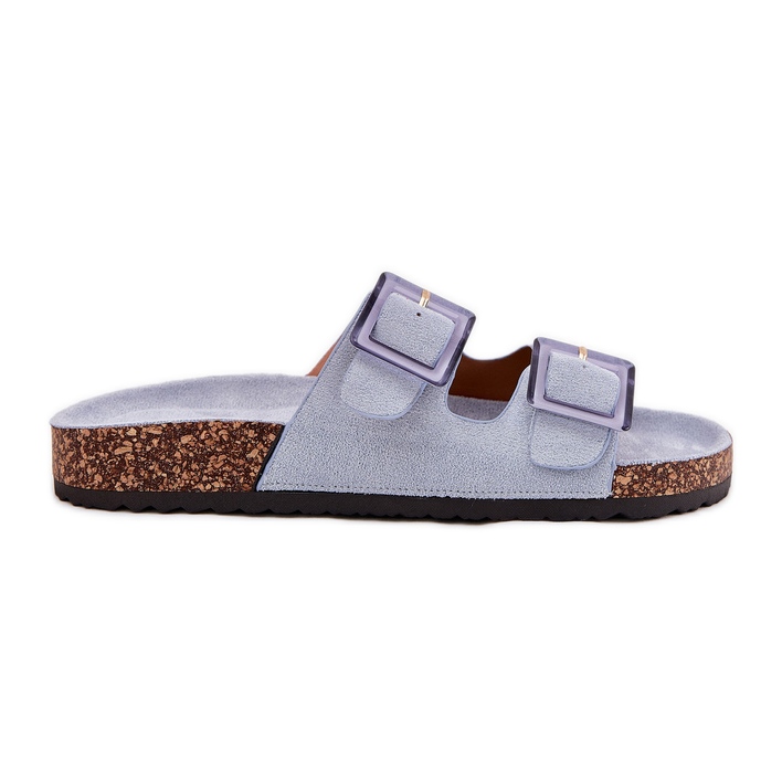 Chinelos femininos com grampos no azul de cortiça Chinelos femininos com grampos no azul de cortiça