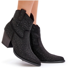 Botas femininas decoradas com saltos altos com ferramentas no spitz s.barski hy42-121 preto Botas femininas decoradas com saltos altos com ferramentas no spitz s.barski hy42-121 preto