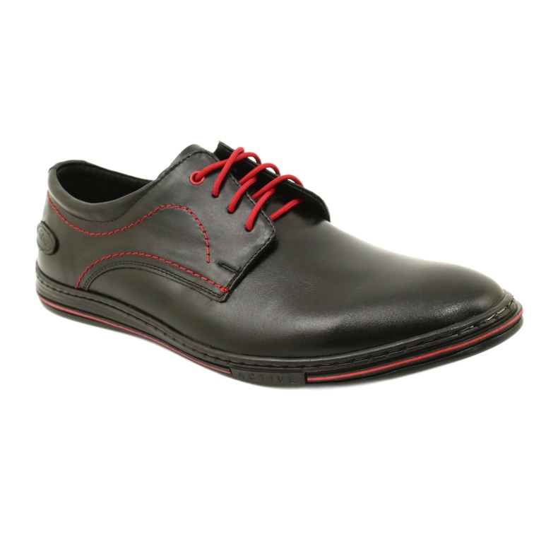 Olivier Sapatos masculinos de couro 295LU preto com vermelho