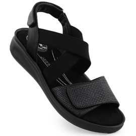 Sandálias confortáveis para mulheres para Velcro Black Jezzi 24142 preto Sandálias confortáveis para mulheres para Velcro Black Jezzi 24142 preto