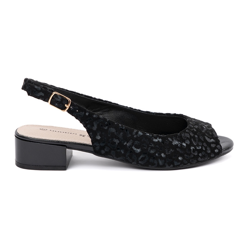 Goodin Sandálias pretas com estampa de leopardo preto