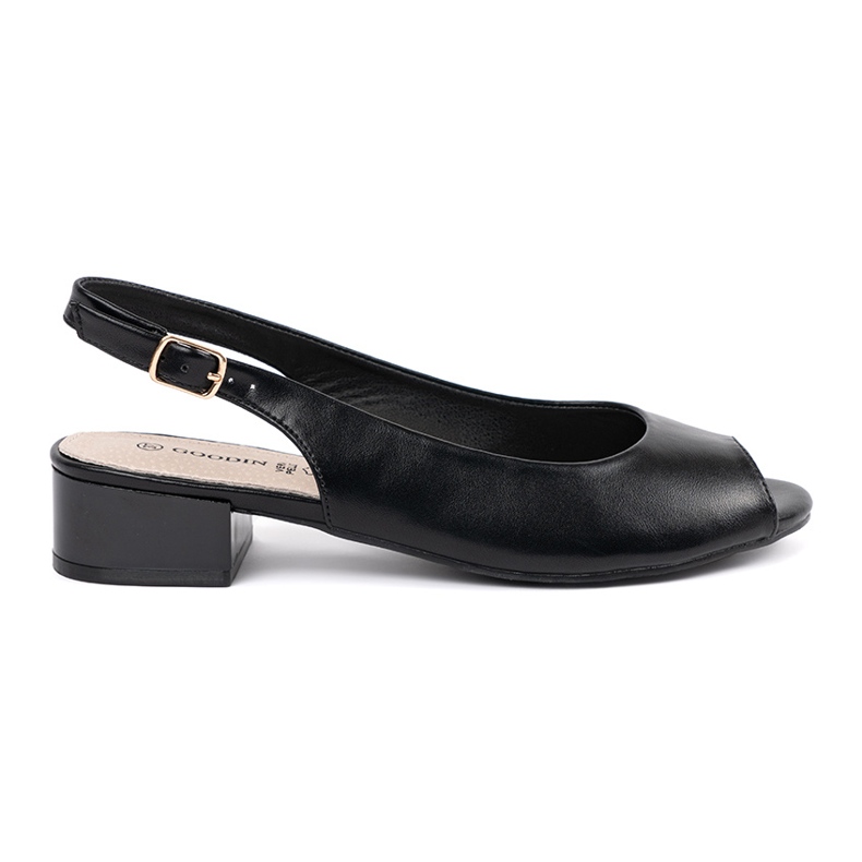 Goodin Sandálias pretas elegantes de salto baixo preto