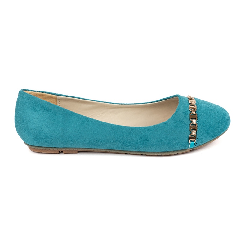 Ballerinas femininas planas de turquesa azul