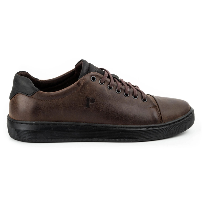 Polbut Sapatos de couro masculino 2109 marrom castanho