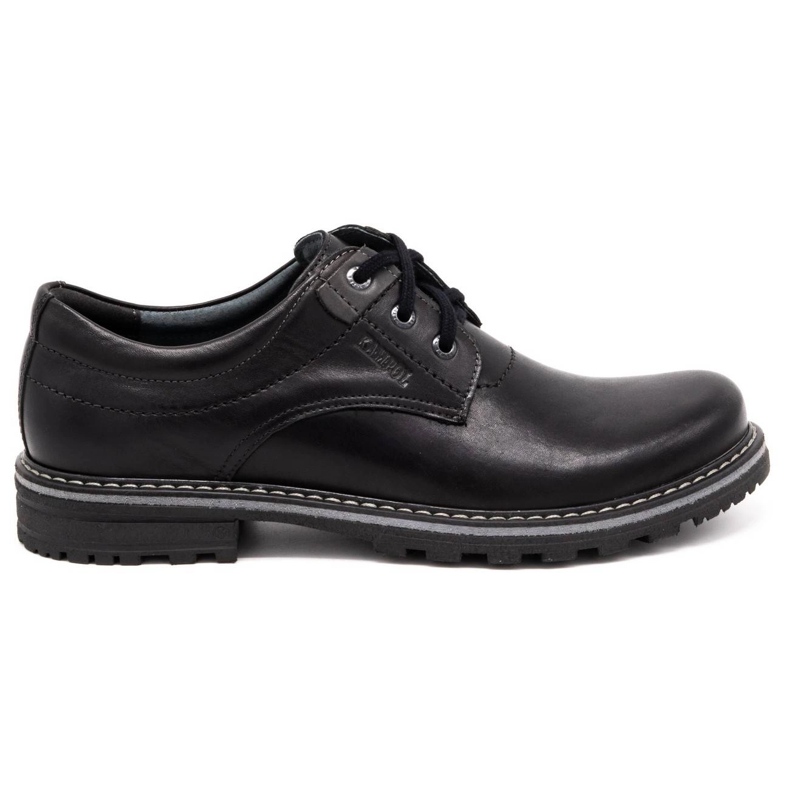 Kampol Sapatos masculinos de couro 32/15 preto