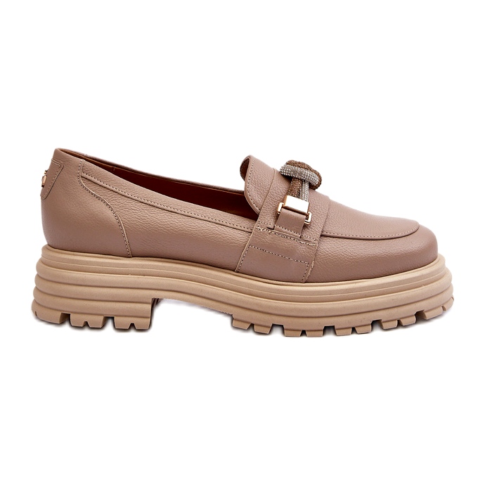 Supotos de couro femininos com um ornamento de Laura Messi 2780 Dark Beige bege