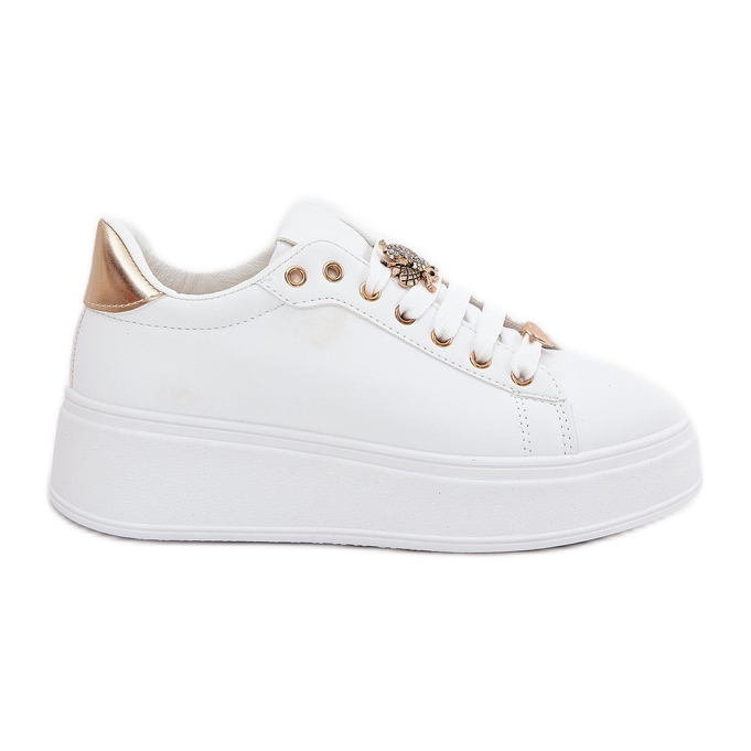 Tênis femininos na plataforma com pinos brancos