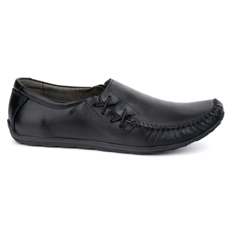 Olivier Sapatos masculinos Mocassins de couro inseridos 306kz preto