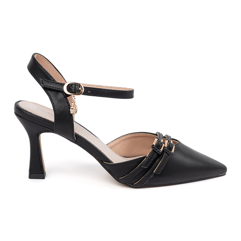 Goodin Bombas pretas com salto aberto preto