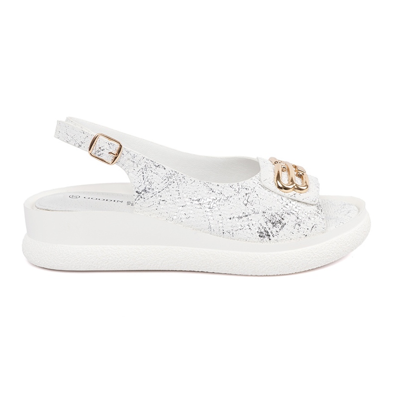 Goodin Sandálias planas brancas com um ornamento branco