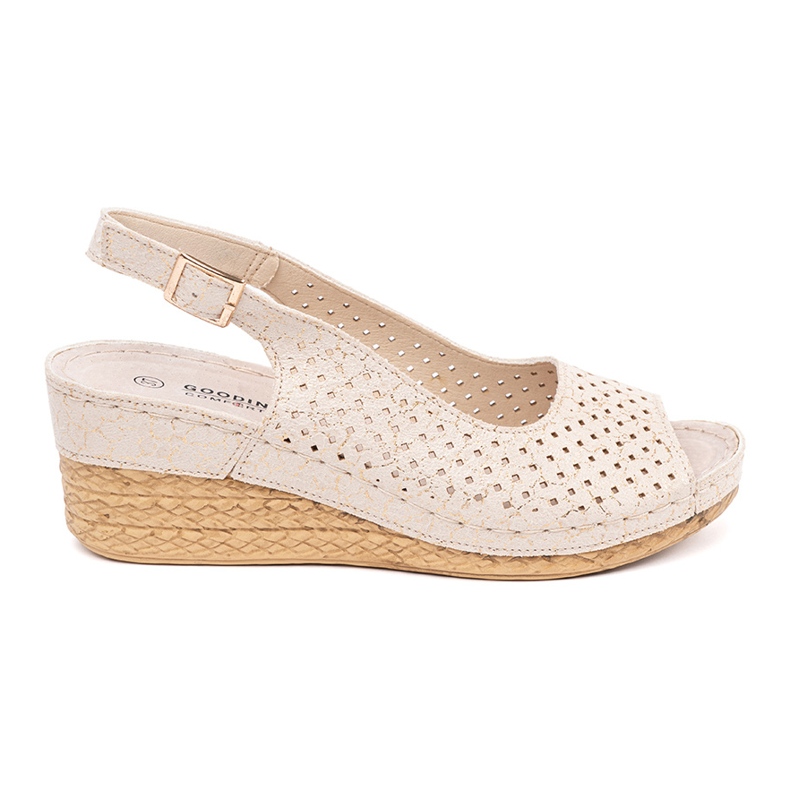 Goodin Sandálias de cunha bege com recortes