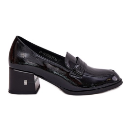 Sapatos de couro pintados com Vinceza 18105 Saltos altos pretos