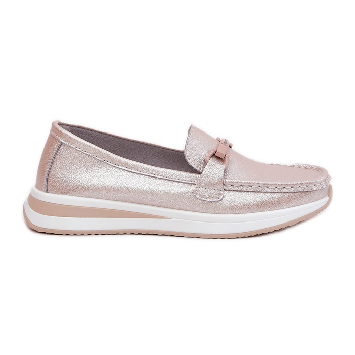 S.Barski Mocas de couro feminino S. Barski Gr51-598 Pearl Pink rosa