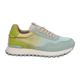 Sapatos esportivos de couro com Vinceza 66775 malha feminina verde