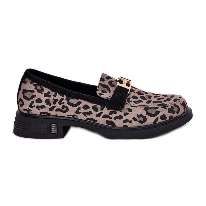 Camurça mocassins Vinceza 66792 impressão de leopardo cinza