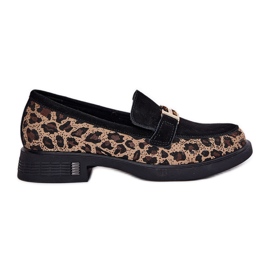Camurça mocassins Vinceza 66791 impressão de leopardo preto Camurça mocassins Vinceza 66791 impressão de leopardo preto