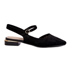 Bailarinas femininas de salto baixo e salto aberto Sergio Leone SK831 pretas preto