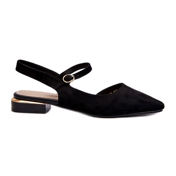 Bailarinas femininas de salto baixo e salto aberto Sergio Leone SK831 pretas preto