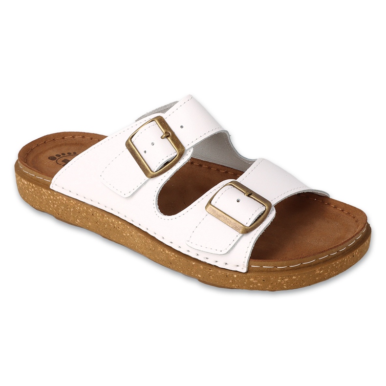 Chinelos masculinos Dr.ORTO Befado, fundo de couro, 179M003, branco