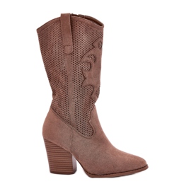 S.Barski Botas de cowboys abertos nas botas da S. Barski Hy51-606 Post Brown marrom