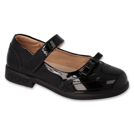 Ballerinas infantis de Befado 171x004 Varnished com um arco preto