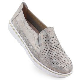 Evento Sapatos de couro feminino Open Work Golden Event 1653 dourado