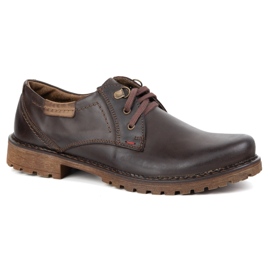 Sapatos de couro masculinos Olivier 312Gt Brown escuro marrom